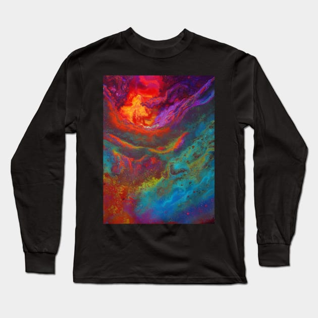 Trippy Abstract Splatter Paint Long Sleeve T-Shirt by Trip Tank